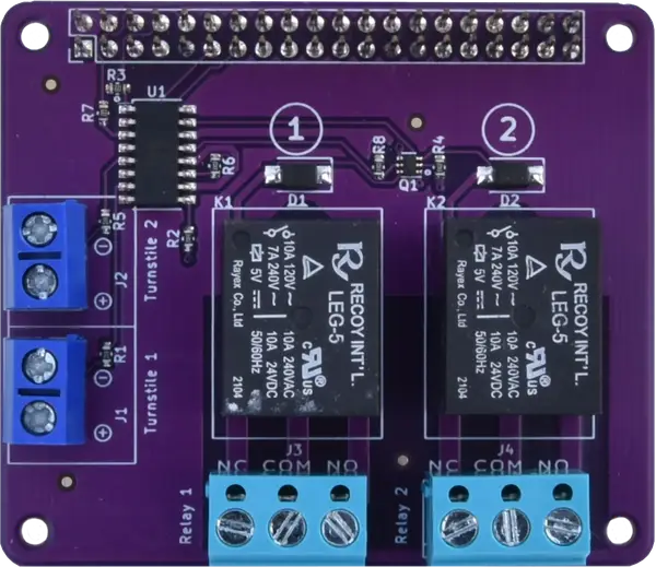 PIOHAT top view: Clearly visible I/O terminals relays.